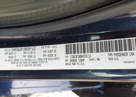 2011 Chrysler 200 Limited from USA, damaged, VIN 1C3BC2FG8BN570113
